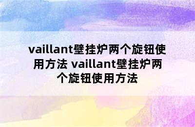 vaillant壁挂炉两个旋钮使用方法 vaillant壁挂炉两个旋钮使用方法